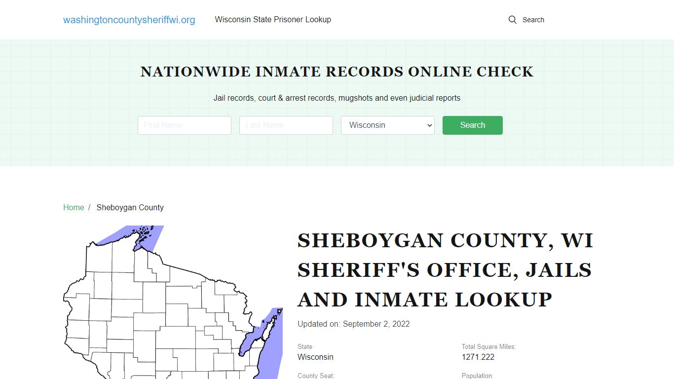 Sheboygan County WI Sheriff's Office, Jails and Inmate Lookup